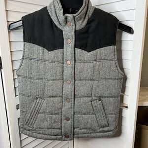Ci Sono Women's Tweed Wool Blend Puffer Vest Jacket‎ Lined Snap Size Large